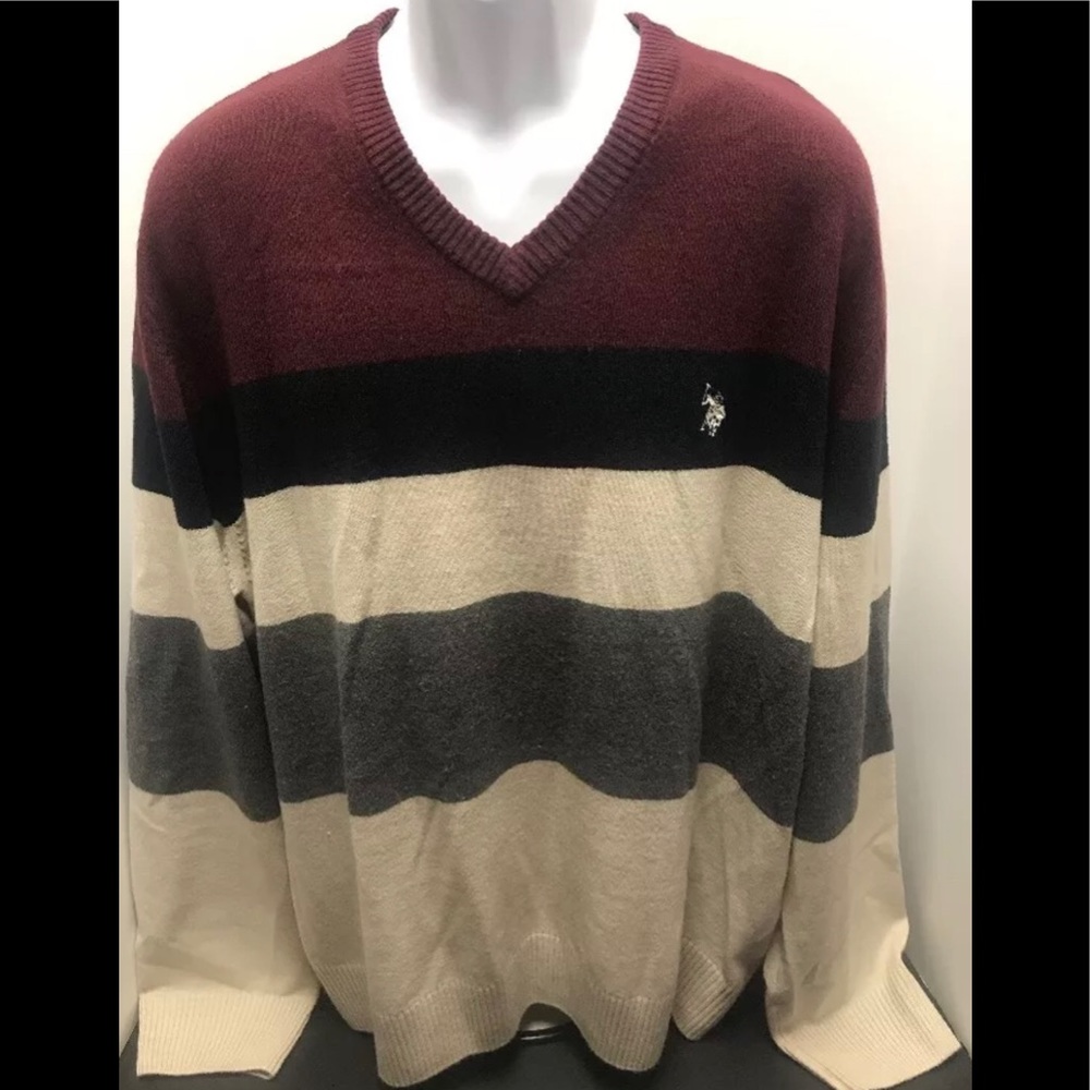 U.S. Polo Assn. Mens XXL Multi Color Sweater VNeck